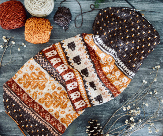 Autumn Doodle Deck sample scarf with ghosts and candy corn