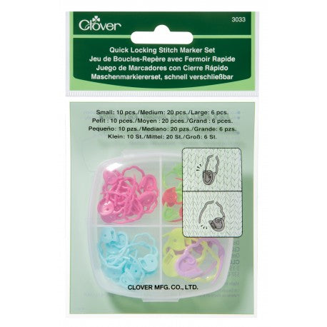 Clover quick locking stitch marker set with case