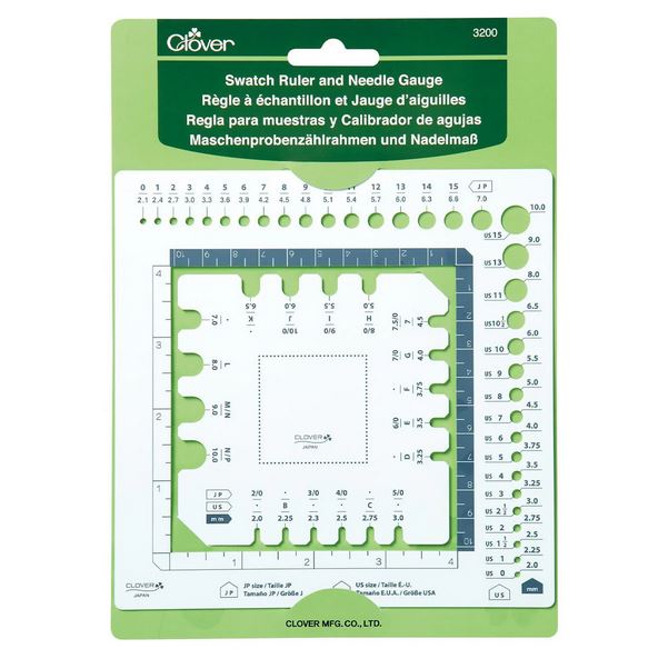 Clover swatch ruler and needle gauge