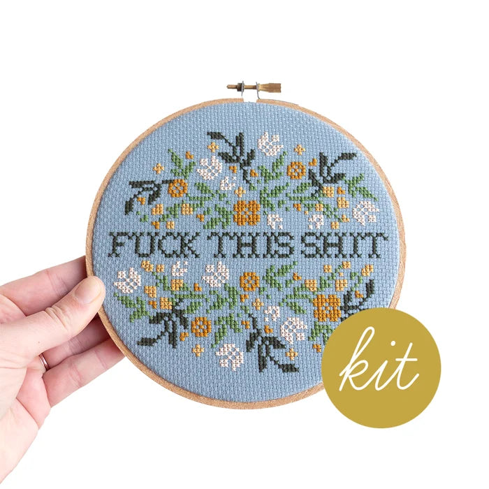 Junebug and Darlin Fuck this Shit cross stitch kit