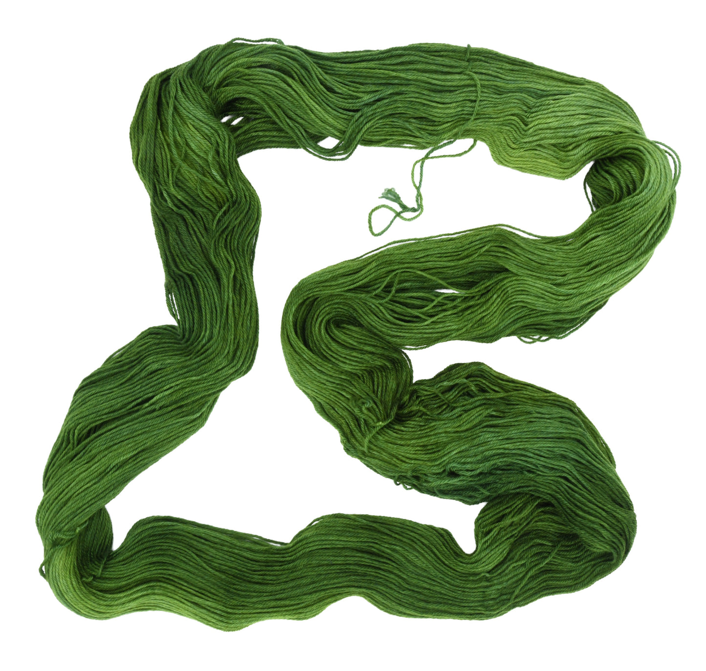 100g skein of fingering weight merino/cashmere/nylon yarn in I'm Swamped green hand dyed