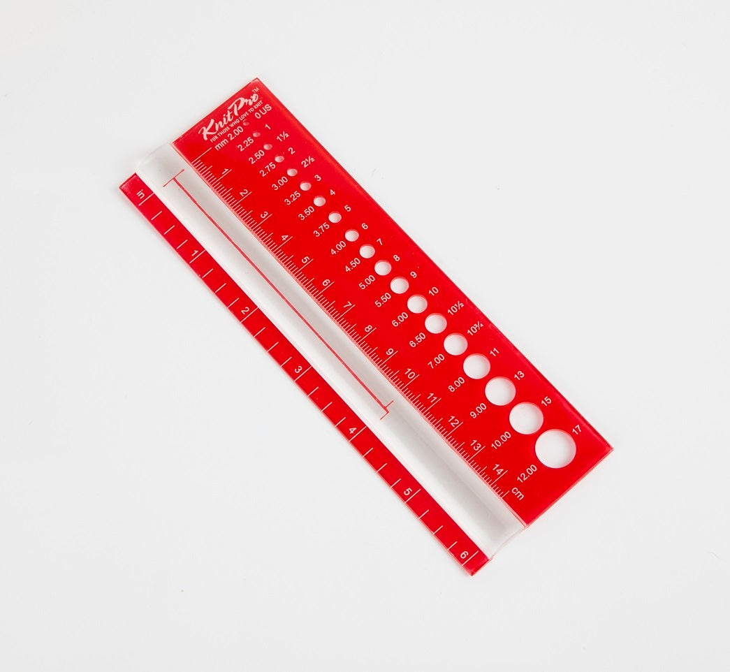 KnitPro needle gauge with magnifier