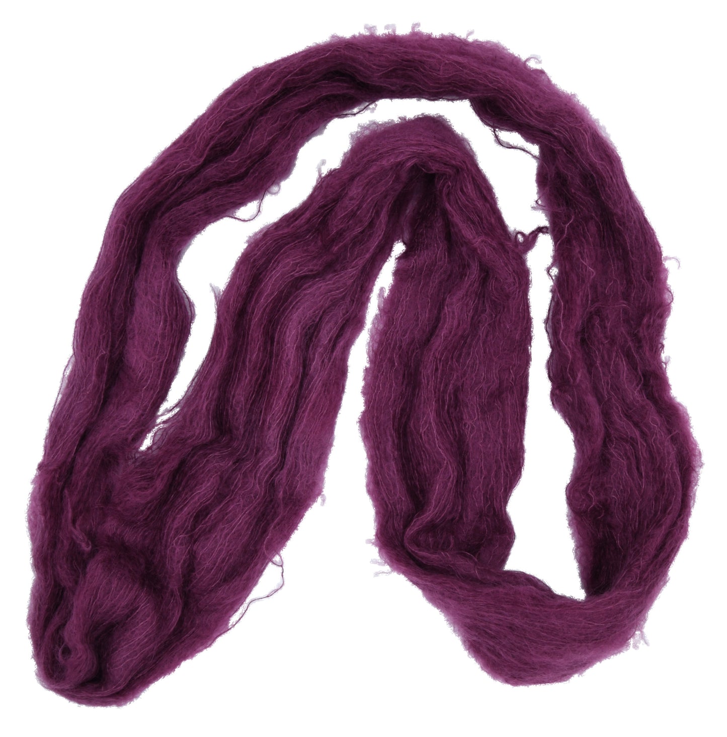 100g skein of lace weight mohair yarn in Plum purple/pink hand dyed