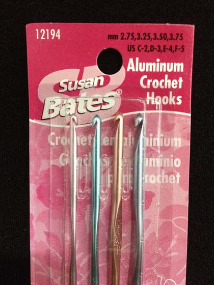 Susan Bates Silvalume Crochet Hook Set--C, D, E, F