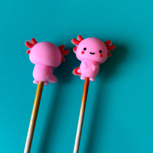 Knitting Needle Point Protectors - 3D Axolotl Animals Cute