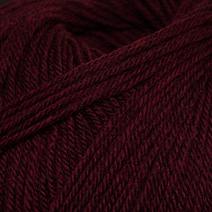 100g skein of worsted weight superwash wool yarn in Red Wine Heather