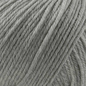100g skein of worsted weight superwash wool yarn in Silver Grey