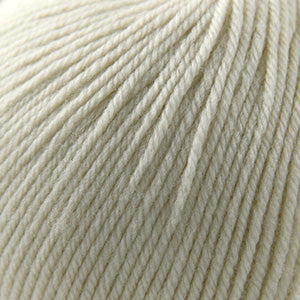100g skein of worsted weight superwash wool yarn in Ecru