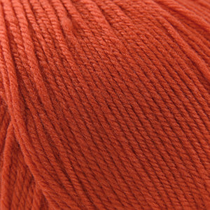 100g skein of worsted weight superwash wool yarn in Pumpkin orange