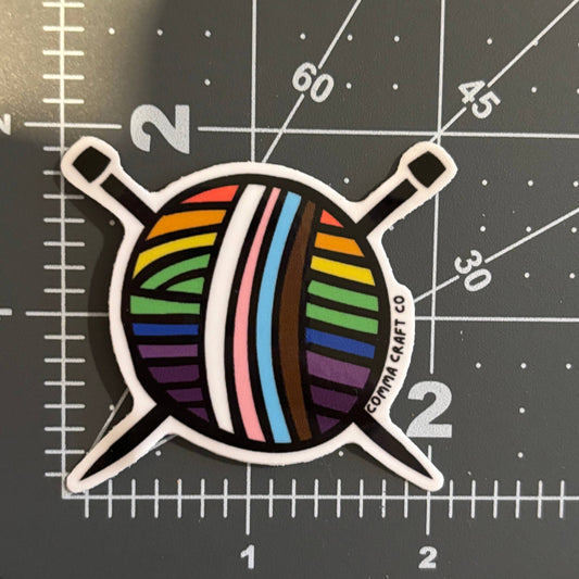 Vinyl Sticker - Intersectional Pride Queer Knitting Crochet