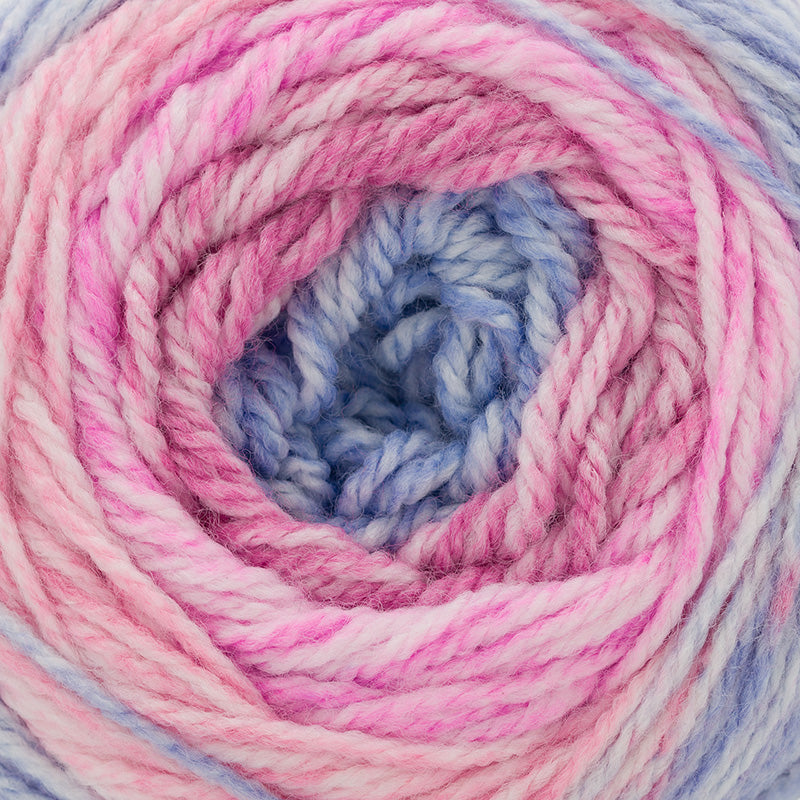 100g skein of aran weight nylon acrylic semi solid self striping yarn in Princess purple/pink