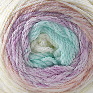 100g skein of aran weight nylon acrylic semi solid self striping yarn in Pastels white/green/red/orange/yellow