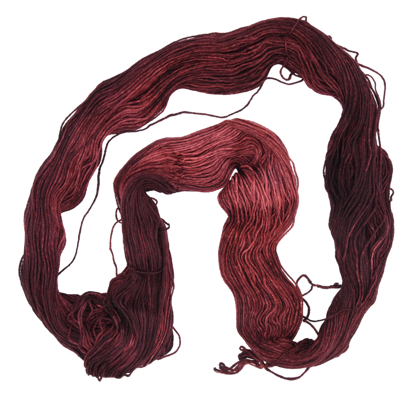 100g skein of fingering weight merino/cashmere/nylon yarn in Chocolate Moose red brown hand dyed