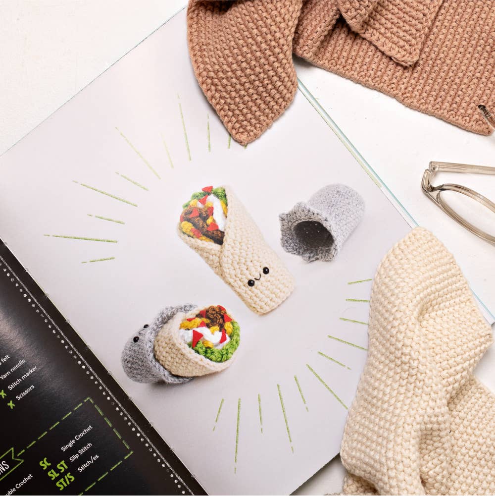 Crochet burrito amigurumi with and without crochet wrapper