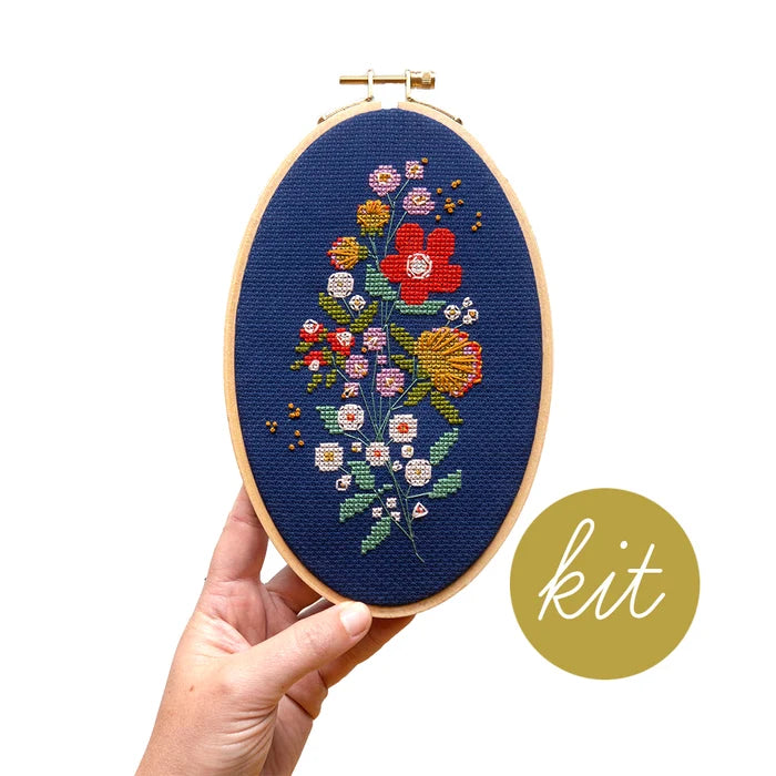 Junebug and Darlin Forget-Me-Knots cross stitch kit