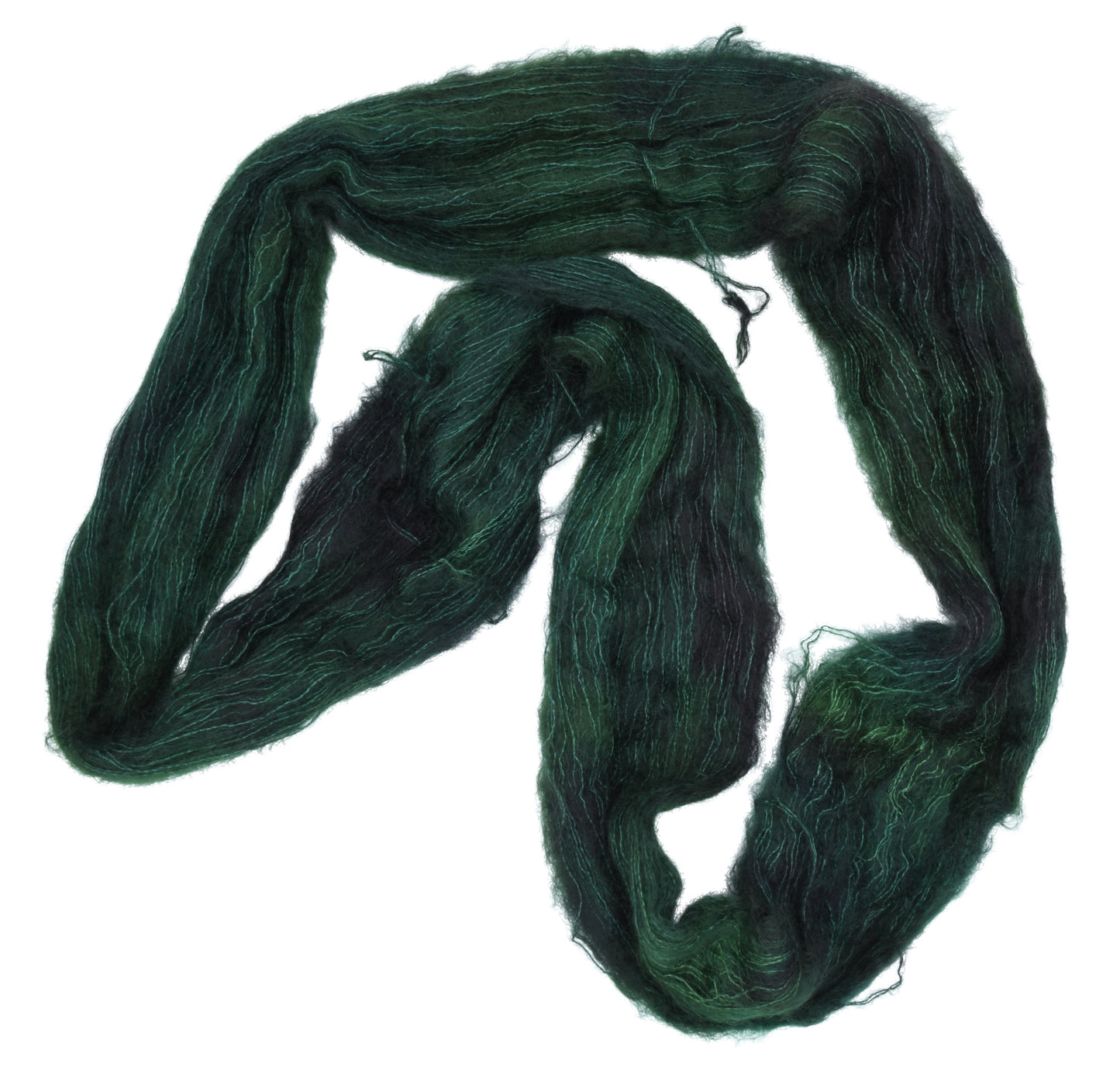 100g skein of lace weight mohair yarn in Holly Leaves dark green hand dyed