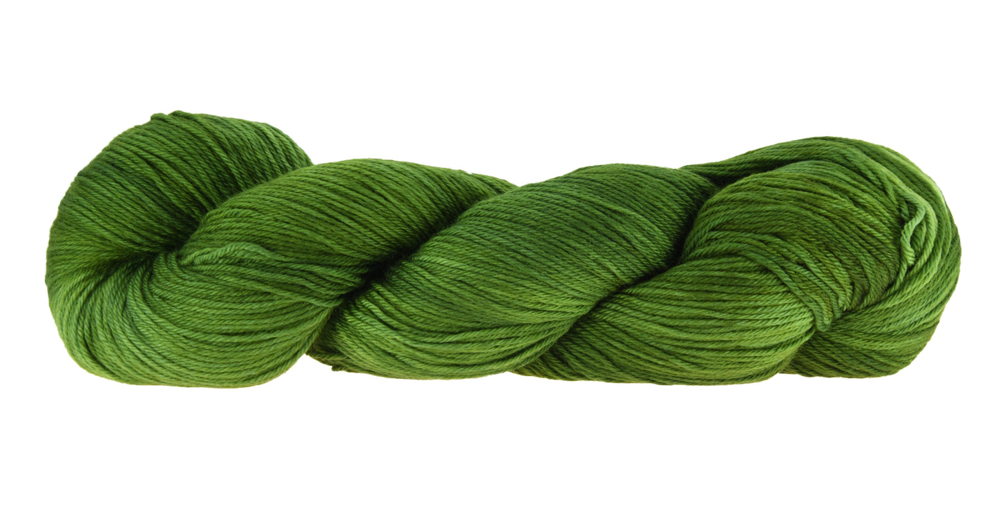 100g skein of fingering weight merino/cashmere/nylon yarn in I'm Swamped green hand dyed