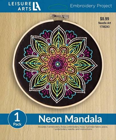 Leisure Arts Neon Mandala 6in Embroidery Kit
