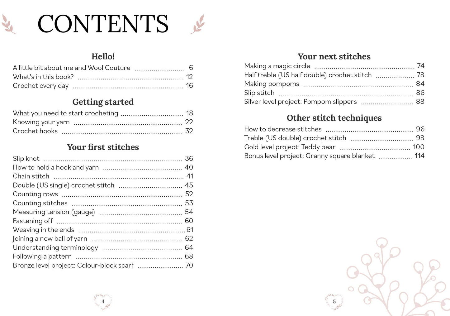 Pocket Book of Crochet table of contents