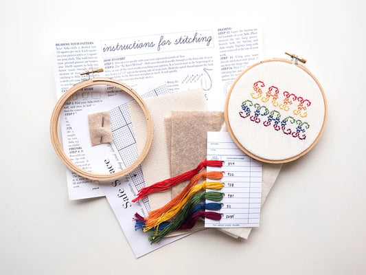 Junebug and Darlin Safe Space cross stitch kit