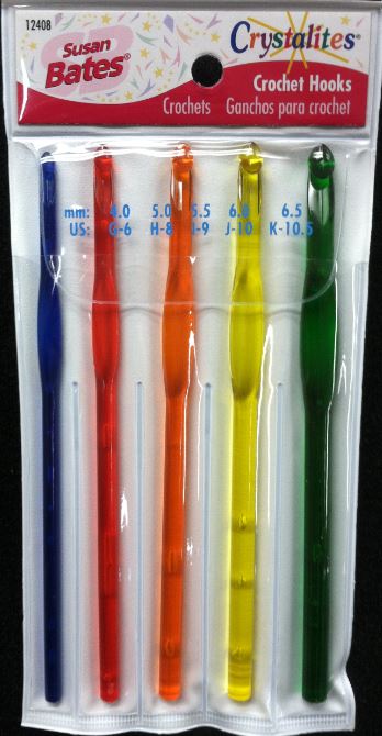 Susan Bates Crystalites Crochet Hook Set--G H I J K